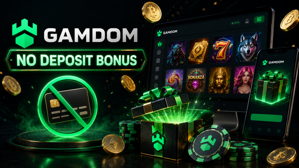 featured image for a Gamdom promo code no deposit bonus text